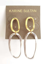 E70753 Boucles d'oreilles maxi à monture ovale - Karine Sultan - Vignette | Karine Sultan
