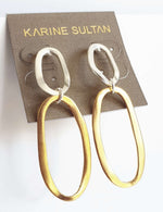 E70753 Boucles d'oreilles maxi à monture ovale - Karine Sultan - Vignette | Karine Sultan