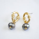 E71644 Boucles d'oreilles perle noire - Karine Sultan - Vignette | Karine Sultan