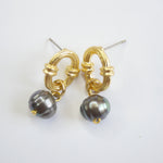 E71644 Boucles d'oreilles perle noire - Karine Sultan - Vignette | Karine Sultan