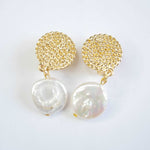 E71645 Boucles d'oreilles clips disques & perles plates - Karine Sultan - Vignette | Karine Sultan