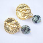 E71647 Boucles d'oreilles clips abeille jaspe africaine - Karine Sultan - Vignette | Karine Sultan