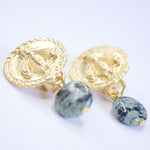 E71647 Boucles d'oreilles clips abeille jaspe africaine - Karine Sultan - Vignette | Karine Sultan