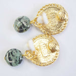 E71647 Boucles d'oreilles clips abeille jaspe africaine - Karine Sultan - Vignette | Karine Sultan