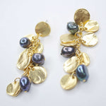 E72509 Boucles d'oreilles lustre pièce et perles de paon - Karine Sultan - Vignette | Karine Sultan