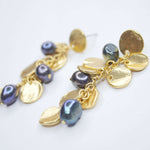 E72509 Boucles d'oreilles lustre pièce et perles de paon - Karine Sultan - Vignette | Karine Sultan