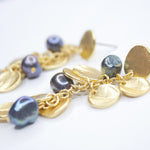 E72509 Boucles d'oreilles lustre pièce et perles de paon - Karine Sultan - Vignette | Karine Sultan