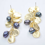 E72509 Boucles d'oreilles lustre pièce et perles de paon - Karine Sultan - Vignette | Karine Sultan