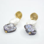 E73519 Boucles d'oreilles puces mini pièces et perles - Karine Sultan - Vignette | Karine Sultan