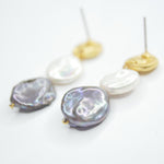 E73519 Boucles d'oreilles puces mini pièces et perles - Karine Sultan - Vignette | Karine Sultan