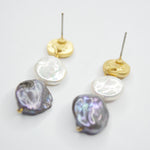 E73519 Boucles d'oreilles puces mini pièces et perles - Karine Sultan - Vignette | Karine Sultan