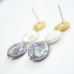 E73519 Boucles d'oreilles puces mini pièces et perles - Karine Sultan - Vignette | Karine Sultan