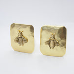 E75529 Boucles d'oreilles clips carrées Bourdon - Karine Sultan - Vignette | Karine Sultan