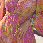 B74620 Bracelet manchette texturée perle - Karine Sultan - Vignette | Karine Sultan