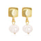 Square stud & pearl drop earrings - Karine Sultan