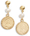 Coin and pearl linear drop earrings - Karine Sultan