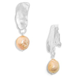 E70681 Boucles d'oreilles clips goutte perles roses pavées - Karine Sultan - Vignette | Karine Sultan