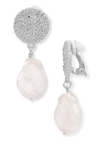 E71645 Boucles d'oreilles clips disques & perles plates - Karine Sultan - Vignette | Karine Sultan