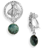 E71647 Boucles d'oreilles clips abeille jaspe africaine - Karine Sultan - Vignette | Karine Sultan