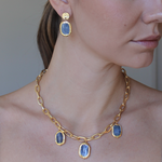 E75532 Boucles d'oreilles pendantes pièce de cyanite - Karine Sultan - Vignette | Karine Sultan