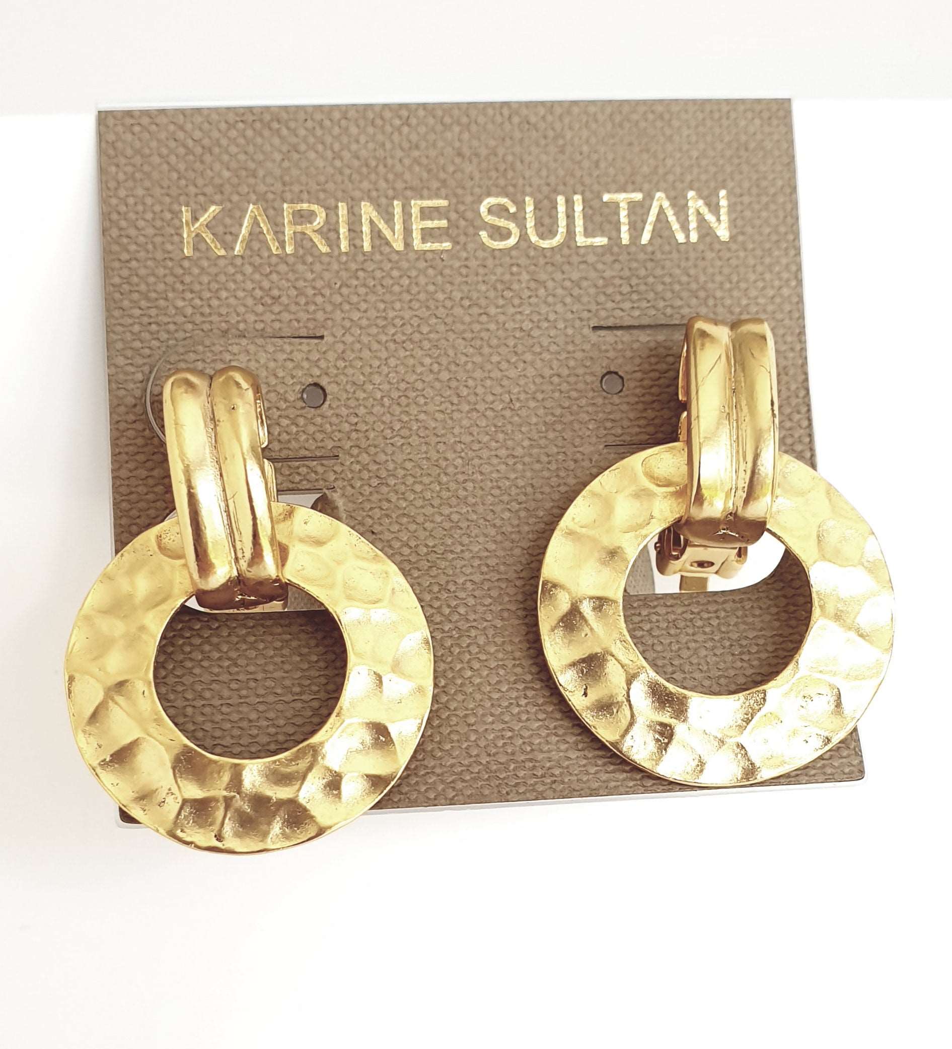 E71086 Boucles d'oreilles clips heurtoir martelé - Karine Sultan - Karine Sultan