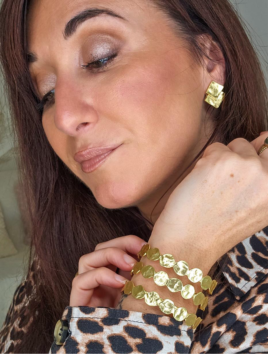E53020 Boucles d'oreilles puces carrées superposées - Karine Sultan - Karine Sultan