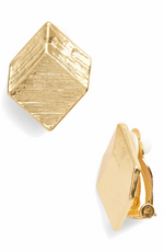 E59033 Boucles d'oreilles clips carrées brossées - Karine Sultan - Vignette | Karine Sultan