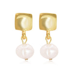 E70652 Boucles d'oreilles pendantes clous carrés & perles - Karine Sultan - Vignette | Karine Sultan
