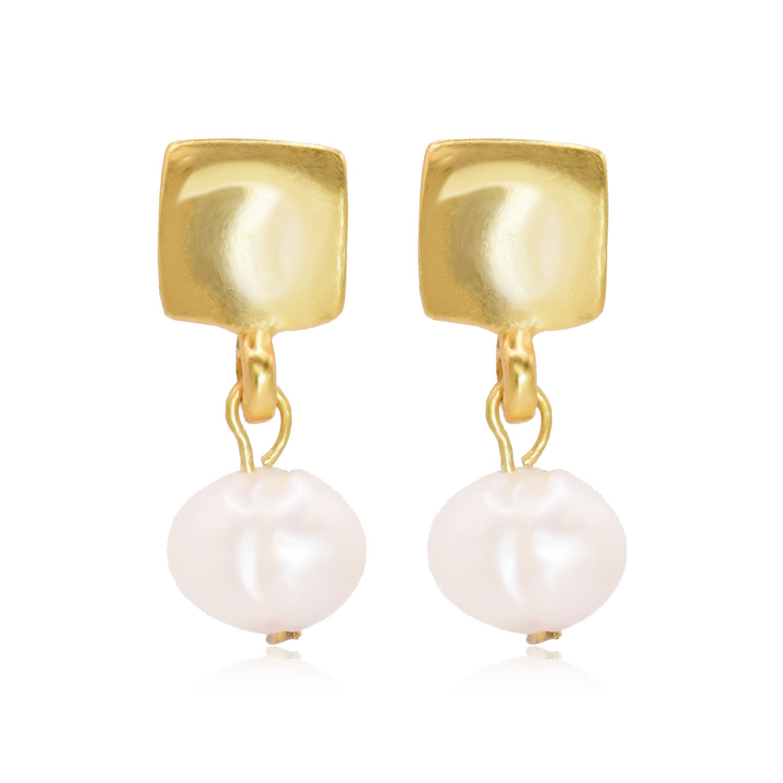 Square stud & pearl drop earrings - Karine Sultan