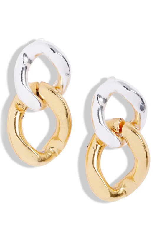 E70752 Boucles d'oreilles pendantes grosses mailles gourmettes - Karine Sultan - Karine Sultan