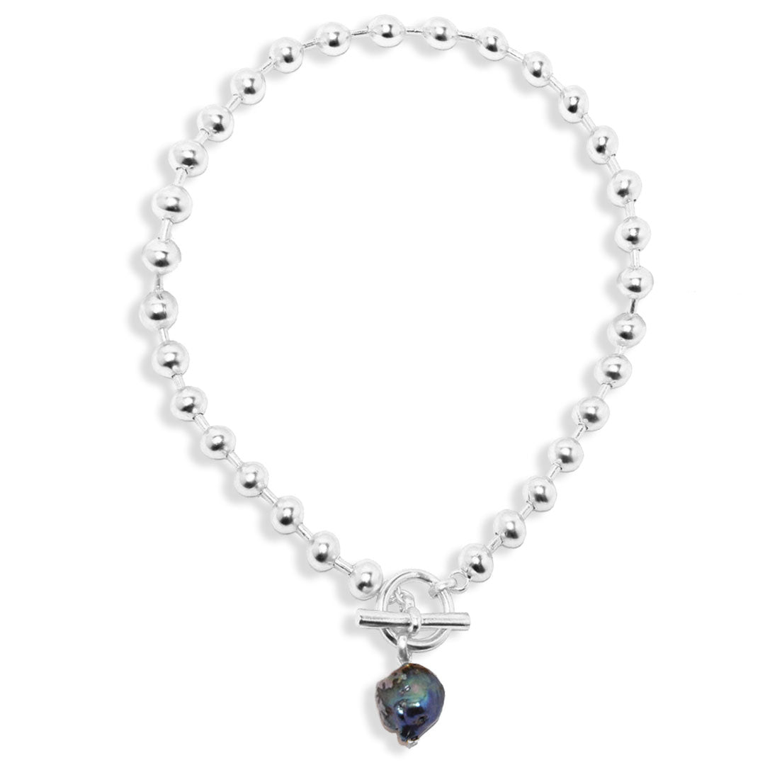 Beaded chain necklace and peacock pearl pendant - Karine Sultan