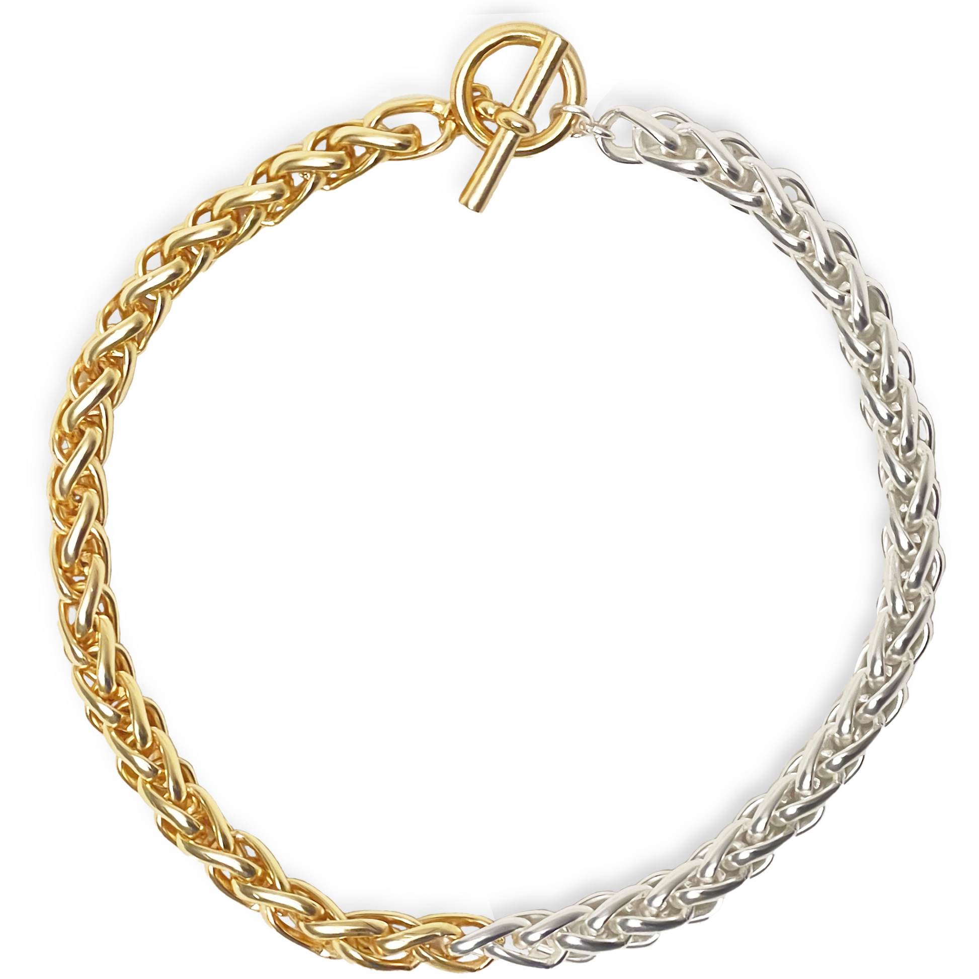 N60088 Collier chaîne maillons tressés métaux mixtes - Karine Sultan - Karine Sultan